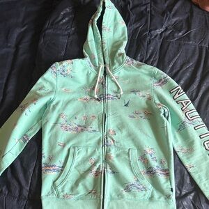 Nautica Mint Green Island-Print Zip-Up Hoodie